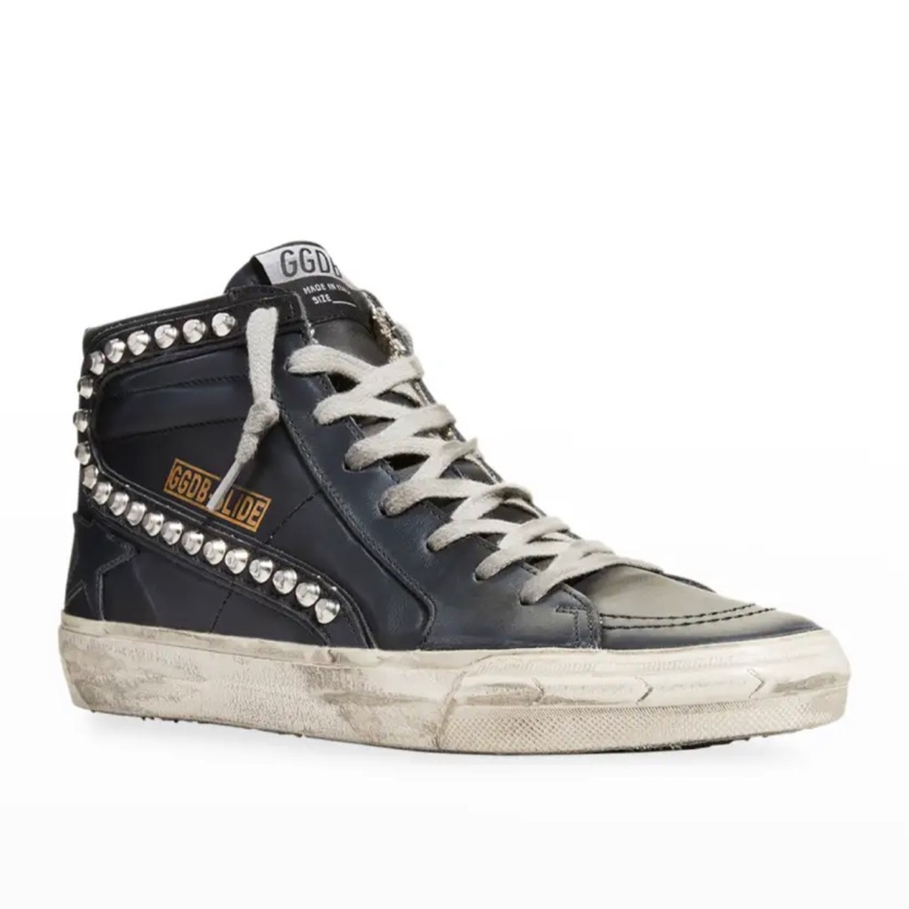 Golden Goose ✨Slide Mid-Top Leather Stud Sneakers